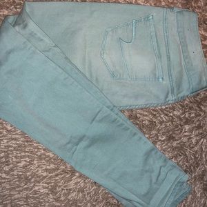 aeo teal skinny jeans